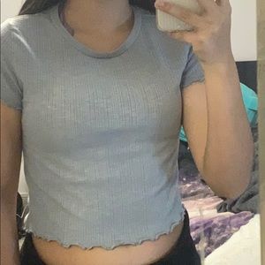 Blue garage cropped shirt